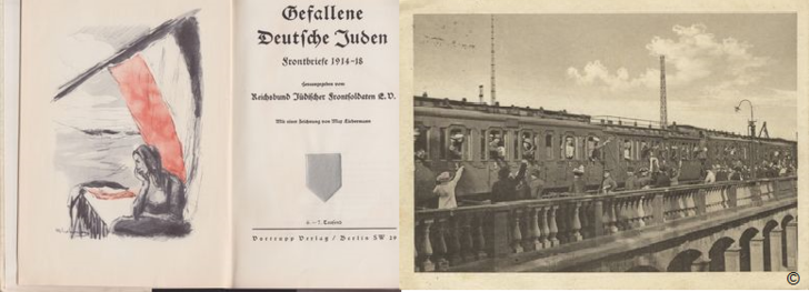 Titelbild  Gefallene Deutsche Juden (© Bundesarchiv) - Zug mit Soldaten (© Stadtarchiv Magdeburg)